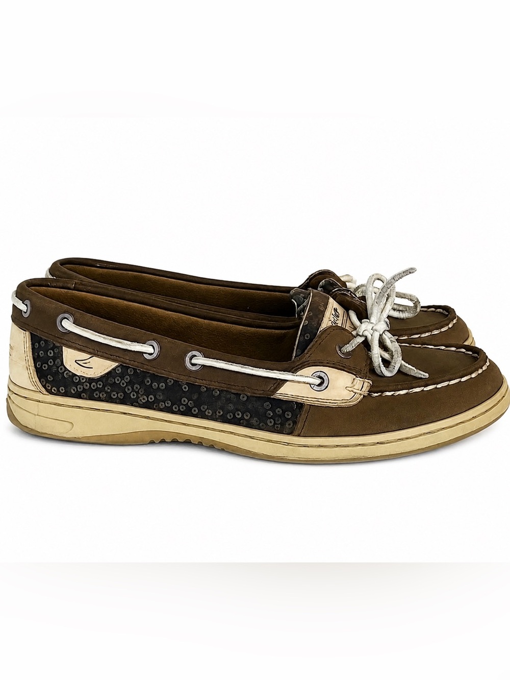 Sperry Top-Sider Angelfish Sequin Boat Shoes Women’s 8.5M Brown Gray Tan